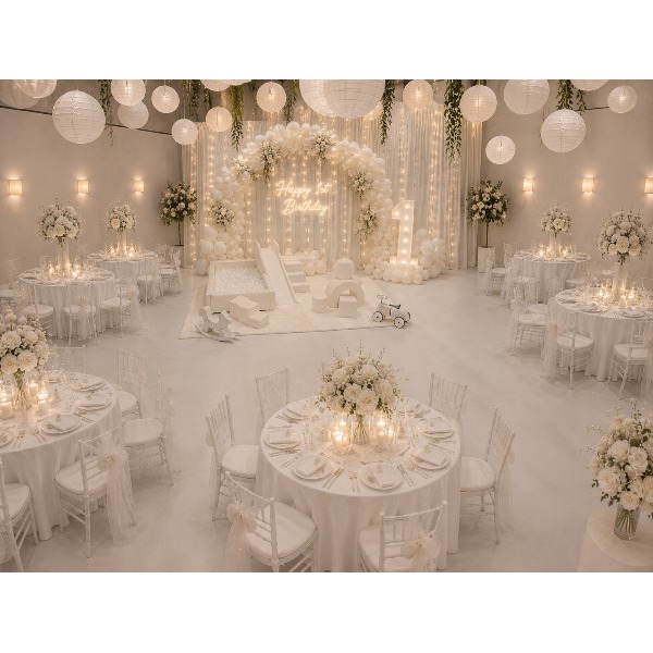 All white decoratie zaal All white decoratie zaal